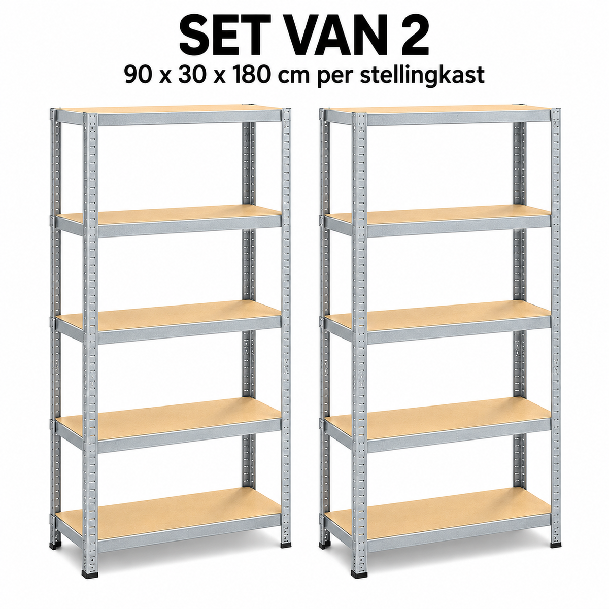 Stellingkast Tweedelige Set - Metaal - Zilver - 90 x 30 x 180 cm