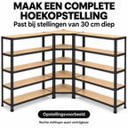 Stellingkast - Hoek - Metaal - Zwart - 70 x 70 x 180 cm