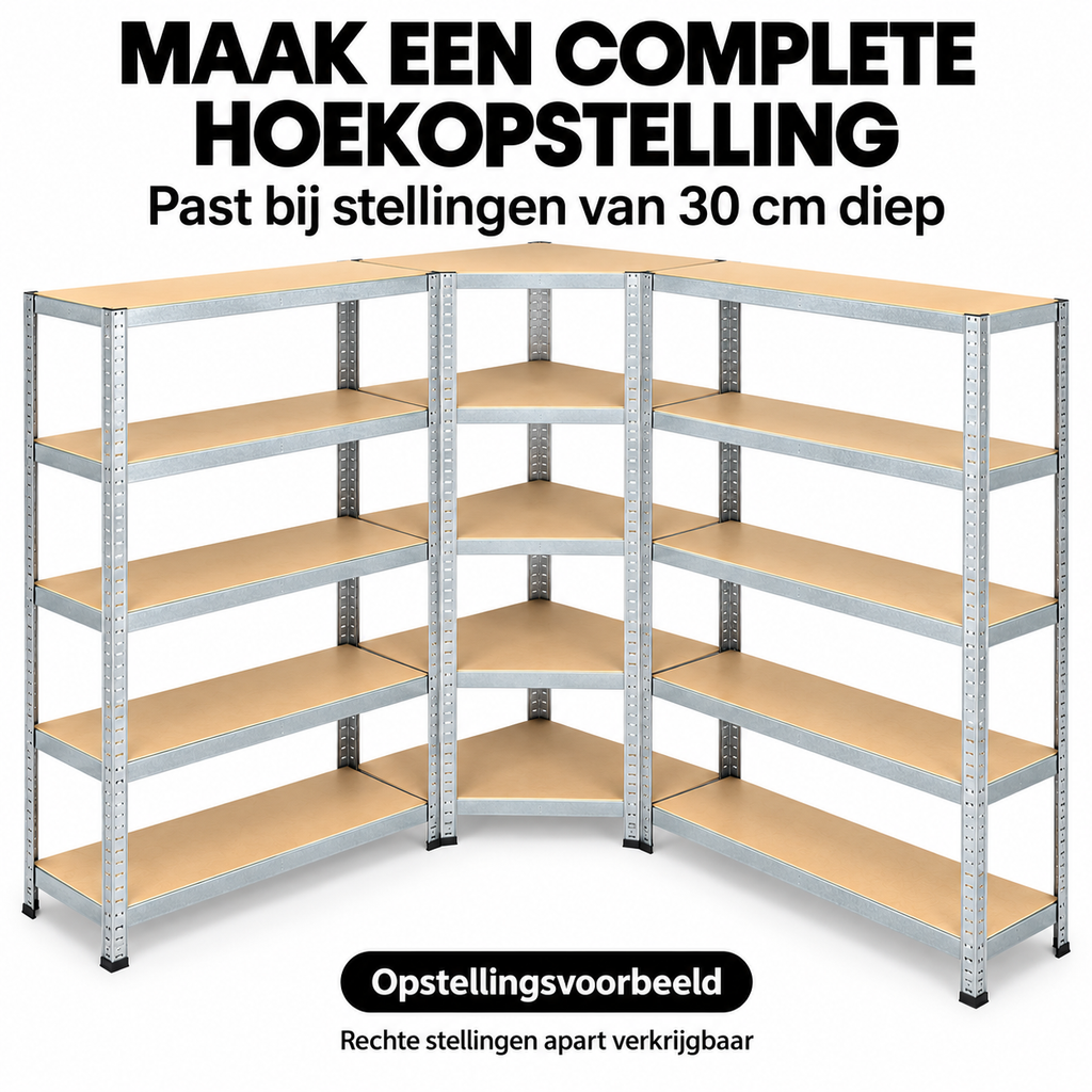 Stellingkast - Hoek - Metaal - Zilver - 70 x 70 x 180 cm