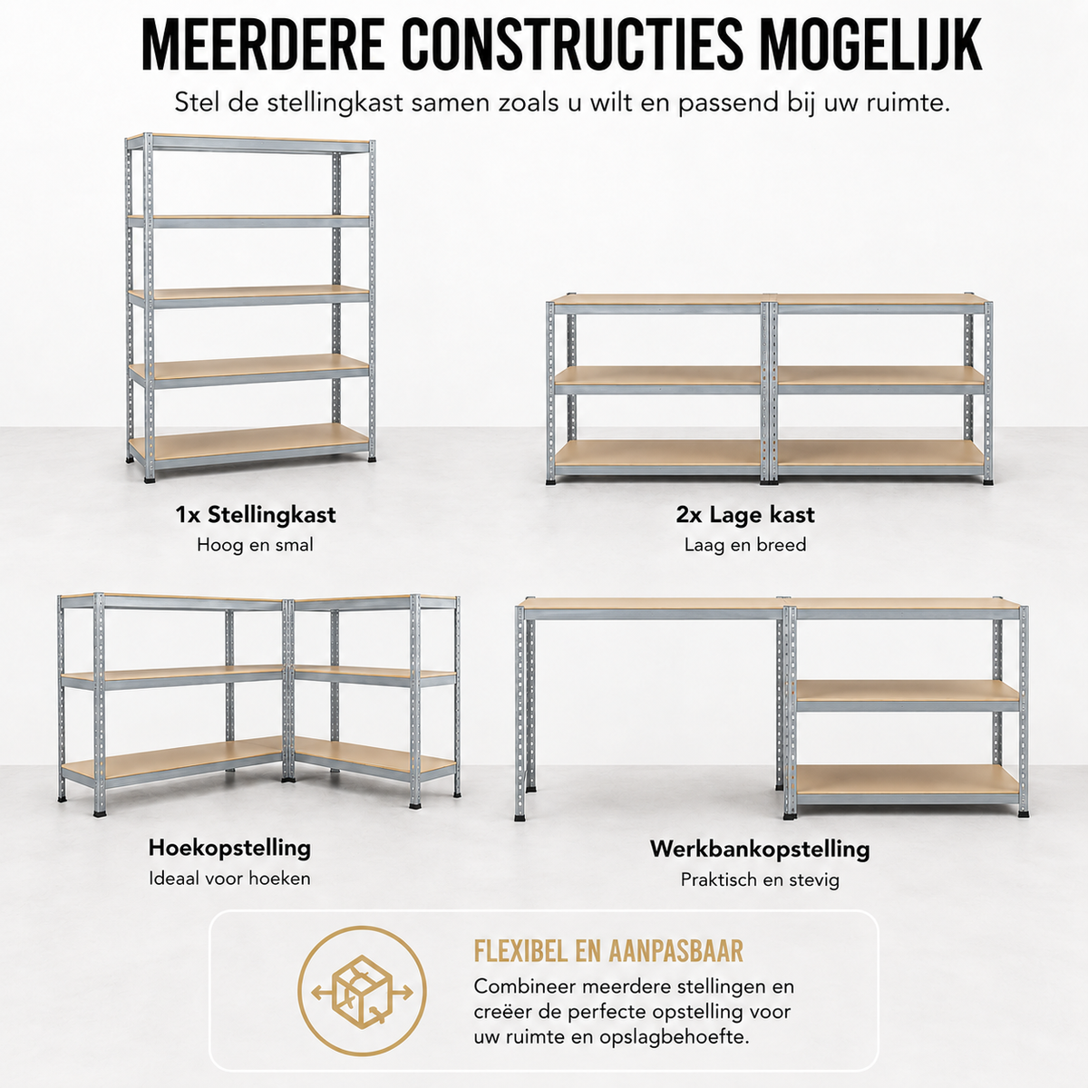 Stellingkast Tweedelige Set - Metaal - Zilver - 90 x 30 x 180 cm