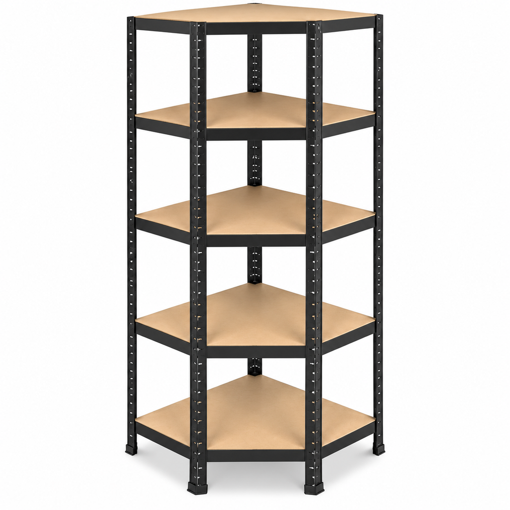 Stellingkast - Hoek - Metaal - Zwart - 70 x 70 x 180 cm