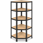 Stellingkast - Hoek - Metaal - Zwart - 70 x 70 x 180 cm