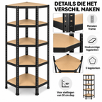 Stellingkast - Hoek - Metaal - Zwart - 70 x 70 x 180 cm