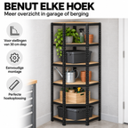 Stellingkast - Hoek - Metaal - Zwart - 70 x 70 x 180 cm