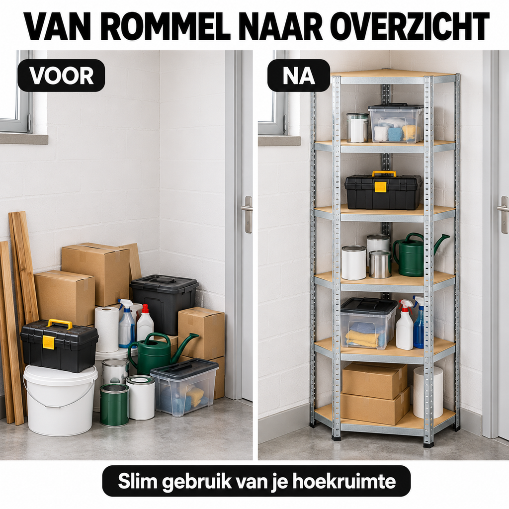Stellingkast - Hoek - Metaal - Zilver - 70 x 70 x 180 cm