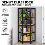 Stellingkast - Hoek - Metaal - Zwart - 70 x 70 x 180 cm
